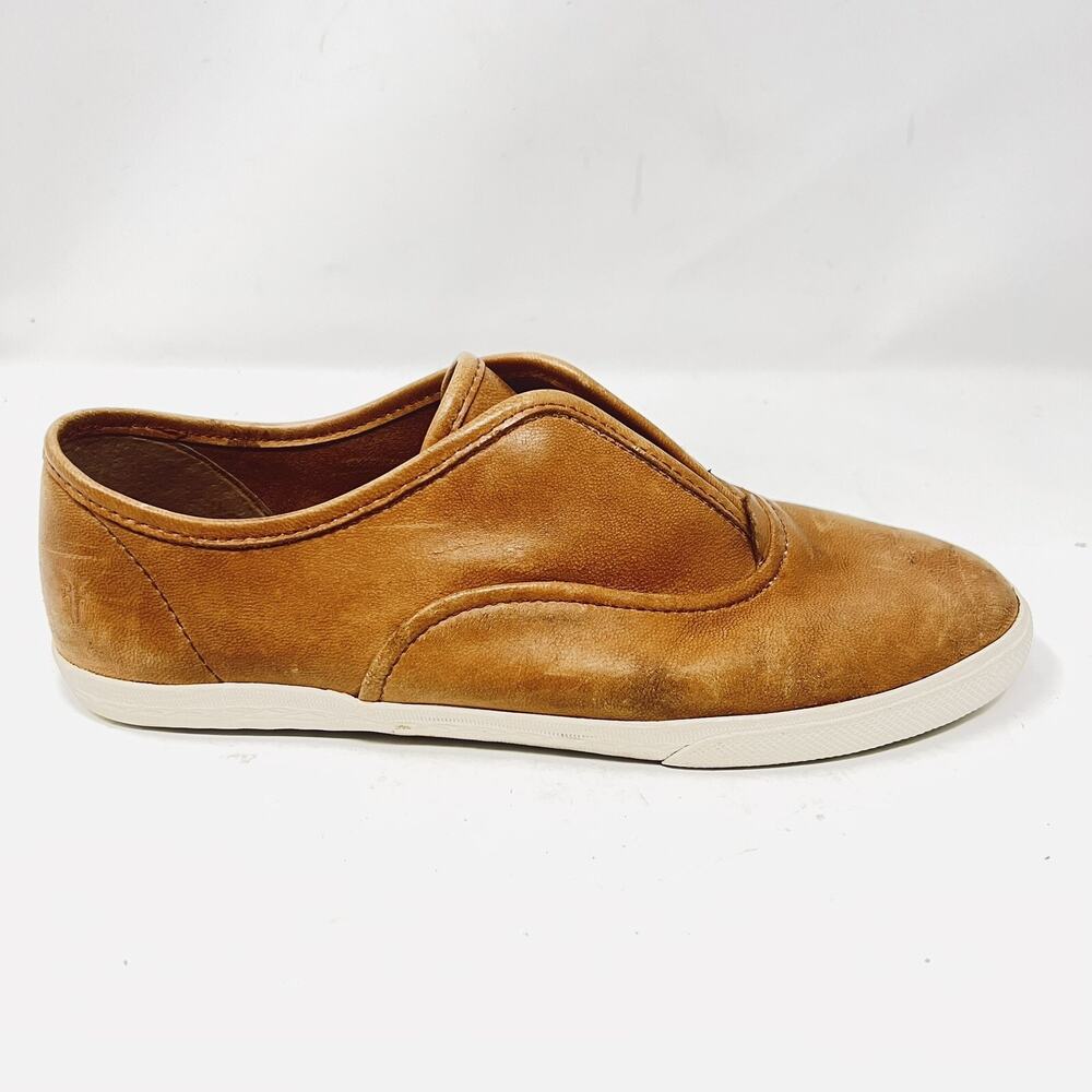 Frye MINDY Brown Leather Slip On Sneaker Shoes Womens US Size 8.5 M